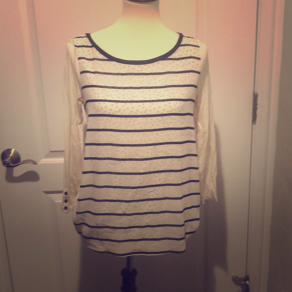 Loft polkadot black and white long sleeve small